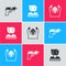 Set Pistol or gun, Kidnaping and Thief surrendering hands up icon. Vector