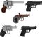 Set of pistols icons. Isolated illustration of weapons
