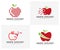 Set of Pixel Apple logo design vector template, Fruits Apple icon symbol