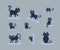 Set of pixel art silhouettes of cats.