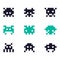 Set of pixel crab aliens.