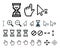 Set of pixel cursors or pixel hourglass or pixel mouse cursor concept. eps 10   vector.