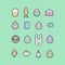A set of pixel Easter elements. Retro style easter
