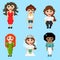 A set of pixel female characters images