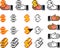 Set of Pixel Hand Cursors and Currency Symbols