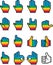 Set of Pixel Hand Cursors in Rainbow Color Pattern