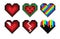 Set of pixel hearts