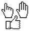 Set of pixelated hand icons,