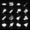 Set of Pizza, Coconut, Pasta, Pear, Mustard, Seeds, Grinder, Jelly, Pie icons