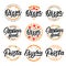 Set of pizza, pasta, pizzeria and italian food hand written lettering logos, labels, badges.