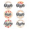 Set of pizza and pizzeria hand written lettering logo, label, badge.