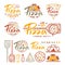 Set of pizzeria labels, badges, and design elements