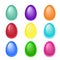 Set of plain colored Easter eggs, jelly effect