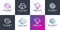 Set of planet logo collection with different elements style Premium Vector