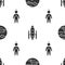 Set Planet Mars, Space shuttle and rockets and Astronaut on seamless pattern. Vector