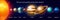Set of Planets of the solar system. Milky Way. Realistic vector illustration. Space and astronomy, the infinite universe
