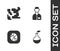 Set Plant breeding, Gaseous, Salt stone and Laboratory assistant icon. Vector