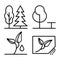 Set Of Plants And Trees Thin Line Icon 48x48. Simple Minimal Pictogram