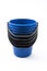 Set of plastic blue buckets on a white background for various applications