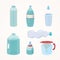 Set Plastic bottle of pure water, different bottle design vector illustration in cartoon style.