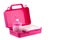 Set Plastic Child Lunch Box Isolated White