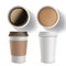 Set of plastic containers of coffee. Isolated mockup on a white
