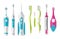 Set of plastic tooth brushes, different shapes for brushing teethwith