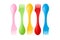 Set of plastic varicolored camping cutlery tools
