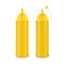 Set of Plastic Yellow Mustard Bottle Isolated