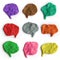 Set of plasticine colorful speech bubbles. Modeling clay handmade talk clouds
