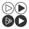 Set play button icons. Music and video forward click shape symbol. Push arrow start player media. EPS 10 Vector illustration