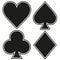 Set of playing card four symbols on white