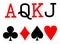 Set of playing card symbols vector. Spade, heart, club, diamond, ace, queen, king, jack.