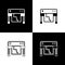 Set Plotter icon isolated on black and white background. Large format multifunction printer. Polygraphy, printshop