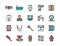 Set of Plumbing Service Color Line Icons. Bathtub, Toilet, Plumber and more.