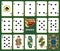 Set of poker cards isolated on a green background. Spades