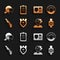 Set Police badge, Donut, Human target sport for shooting, Murder, shotgun, with id case, helmet and report icon. Vector