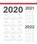 Set of Polish 2020, 2021, 2022 year vector calendars