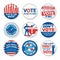Set of political buttons to promote voter participation in future United States elections.