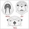 Set of polygonal animals. Polygonal logos. Geometric set of Kalan, Seal, Walrus on white.