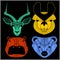 Set of polygonal animals. Polygonal logos. Geometric set of wolf, fox, jaguar, lion.