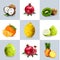 Set of polygonal fruit