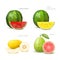 Set of polygonal fruit - watermelon, yellow watermelon, melon, g