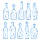 Set polygonal triangle alcohol bottles, champagne and wine