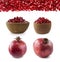 Set of pomegranates. Pomegranate isolated on white background. Sweet and juicy garnet with copy space for text. Garnets isolated o