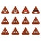 Set of the poop emoticons. Cute emoji icons. Cartoon emotions. Vector illustration