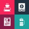 Set pop art French press, Newspaper and coffee, Electronic scales and Coffee cup book icon. Vector