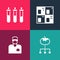 Set pop art Genetically modified food, Laboratory assistant, Periodic table and Reagent bottle icon. Vector