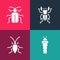 Set pop art Larva insect, Cockroach, Beetle deer and Chafer beetle icon. Vector