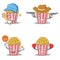 Set of Popcorn character with baseball cowboy basketball boxing